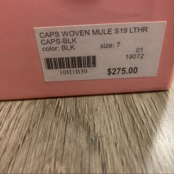 Intentionally Blank Black Leather Woven Heeled Mules - Picture 3 of 8